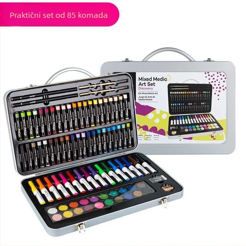 85-djelni set akvarelnih flomastera za djecu u kutiji za poklon