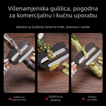Višenamjenski nož za šećernu trsku od mangan čelika, debeli drveni držak, dvostruka oštrica, za guljenje i rezanje