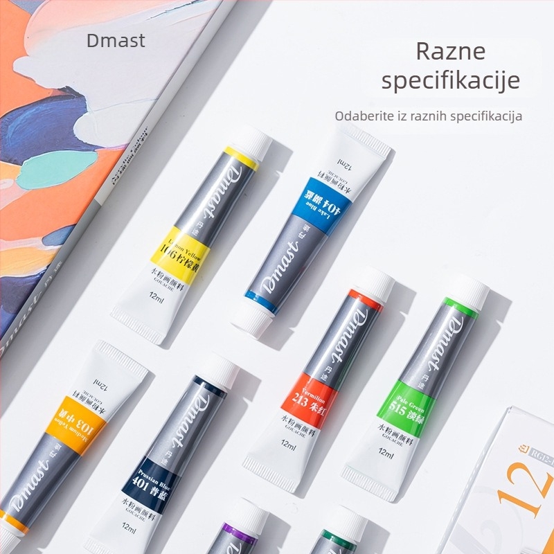 Deli set akrilnih pigmenata za slikanje – čiste boje, vodootporne i UV-otporne, za učenike i djecu