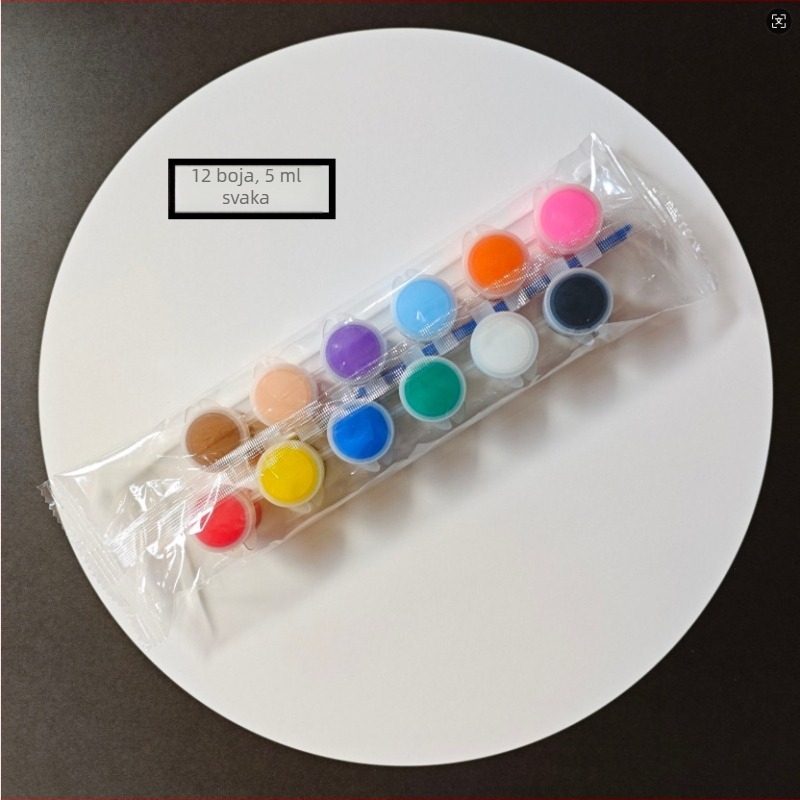 12 boja akrilnih pigmenata za djecu, DIY slikanje kamenjem, zatvorena kutija, 5 ml