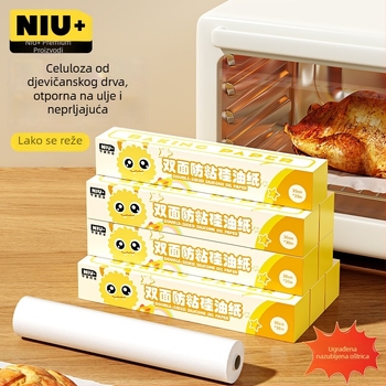 Niujia Premium dvostrani papir za pečenje s premazom od silikona, neprianjajući, s nazubljenim rubovima za lako kidanje