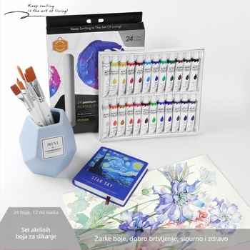 Set akrilnih boja 24 boje po 12 ml za djecu – DIY grafiti i crtanje na gipsu, umjetnički pribor