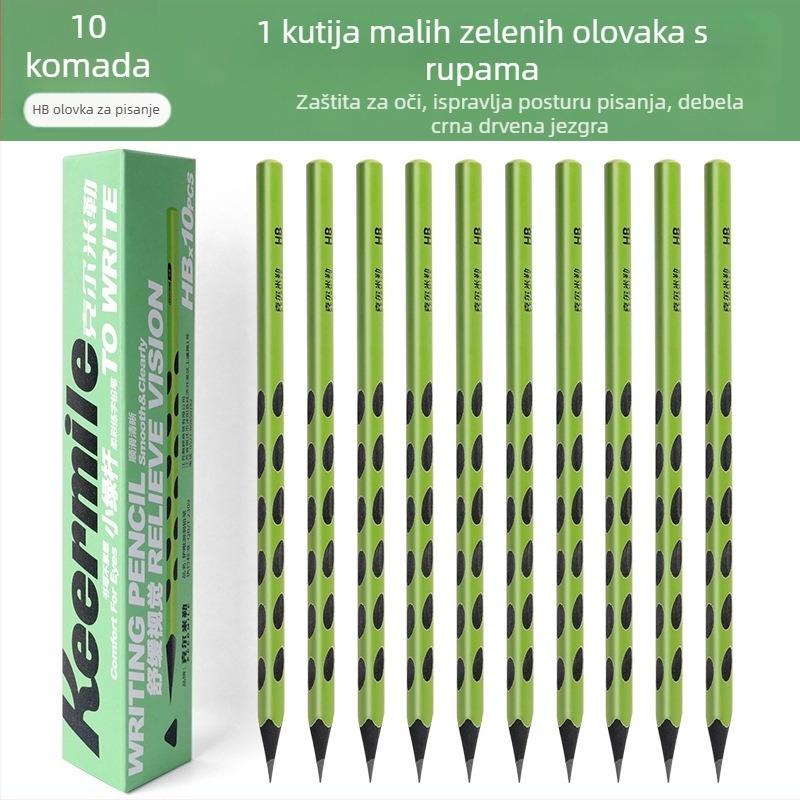 Kermiller Drvena HB olovka s trokutastim gripom za poboljšanje pisanja i skiciranja, dizajn koji štedi oči