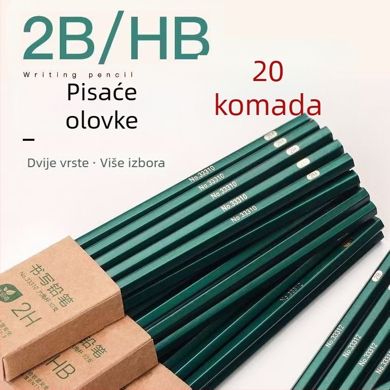 20 komada 2B olovaka za učenike osnovne škole i djecu predškolske dobi, šesterokutnog oblika