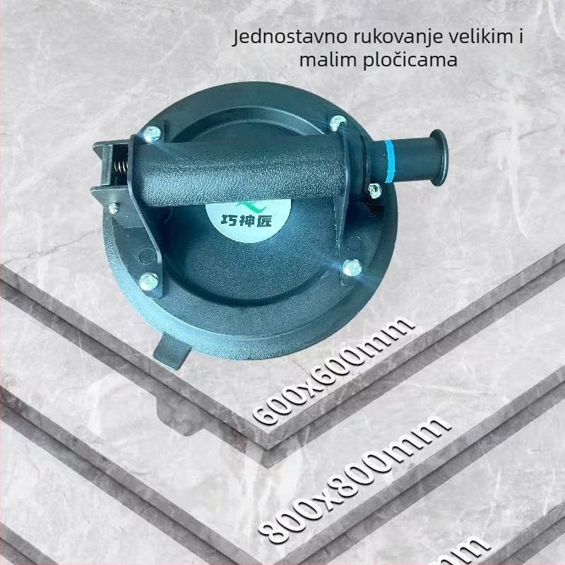 Snažan držač pumpe s vakuum čašom za pločice, staklo i mramor; integrirani stropni aluminijski podizač