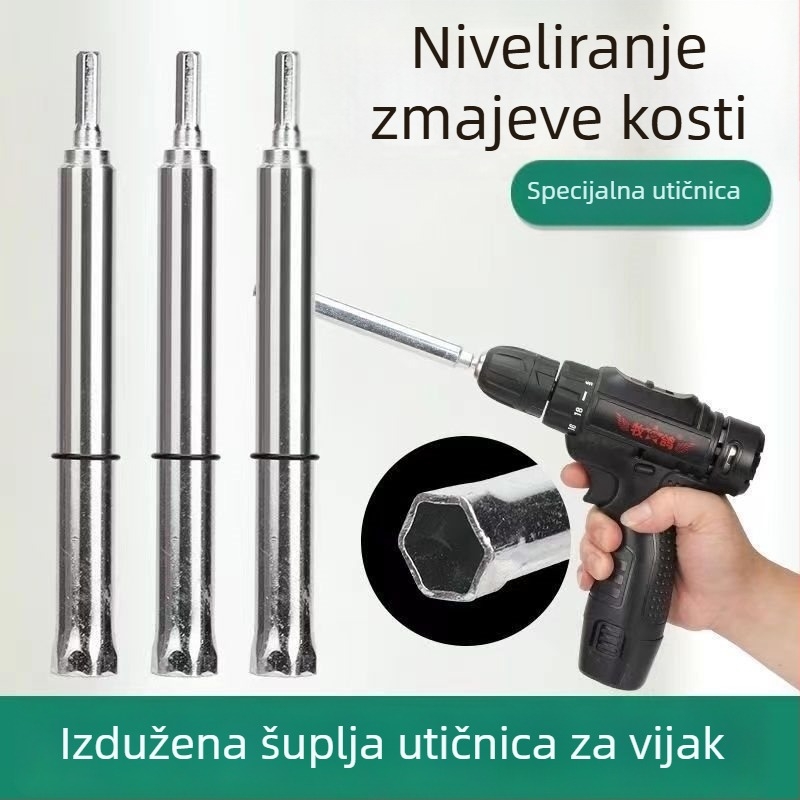 Duga šestokutna glava za šuplje vijakove u sustavima lakih čeličnih stropova