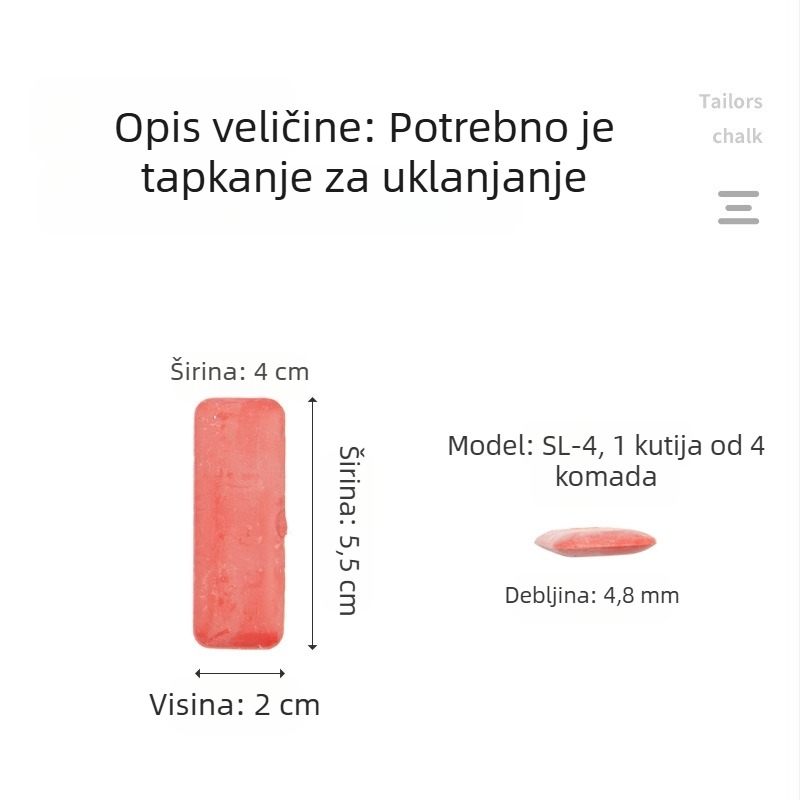 Nevidljiva vosk kreda za tkanine — obojeni markirajući prah za šivanje, u maloj kutiji