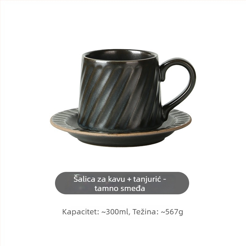 Gebi set šalica za kavu i tanjurić u japanskom stilu, vrhunska keramika