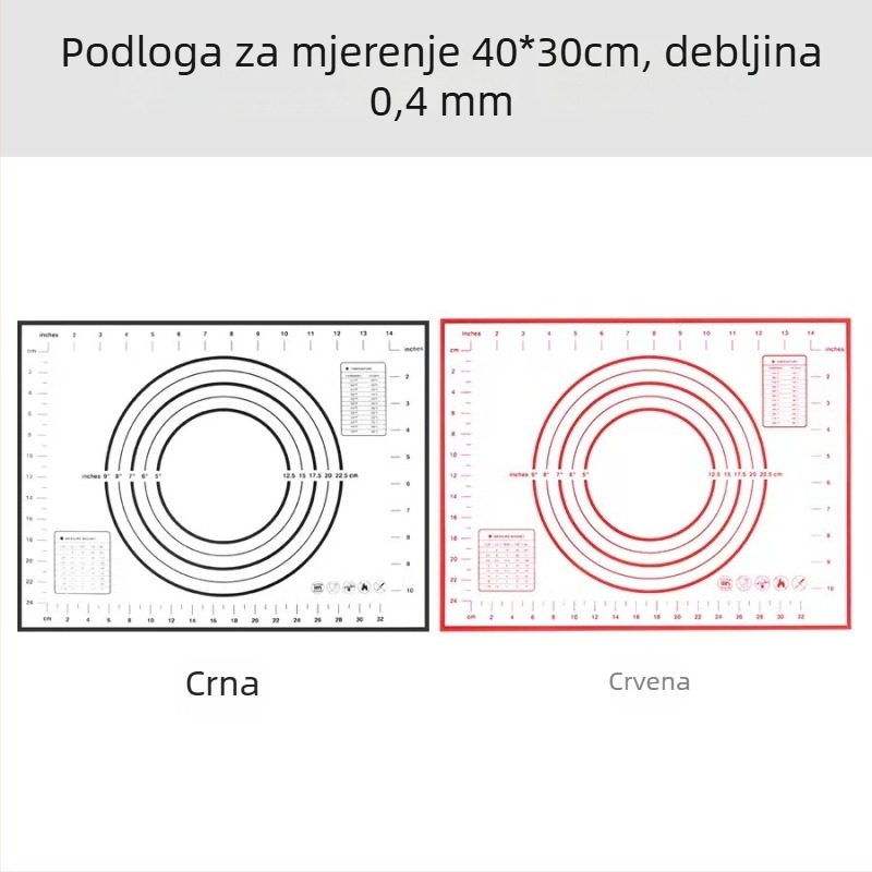 Velika silikonska podloga za mijesanje s mjernom skalom i daska za rezanje