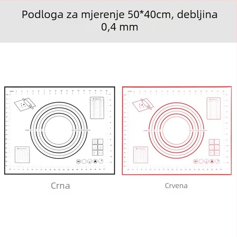 Velika silikonska podloga za mijesanje s mjernom skalom i daska za rezanje