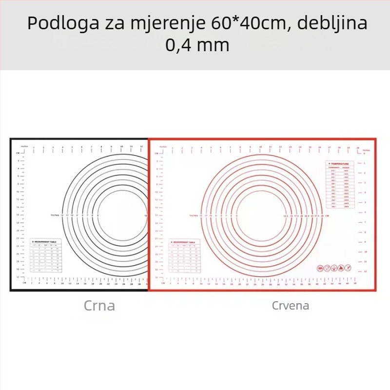 Velika silikonska podloga za mijesanje s mjernom skalom i daska za rezanje
