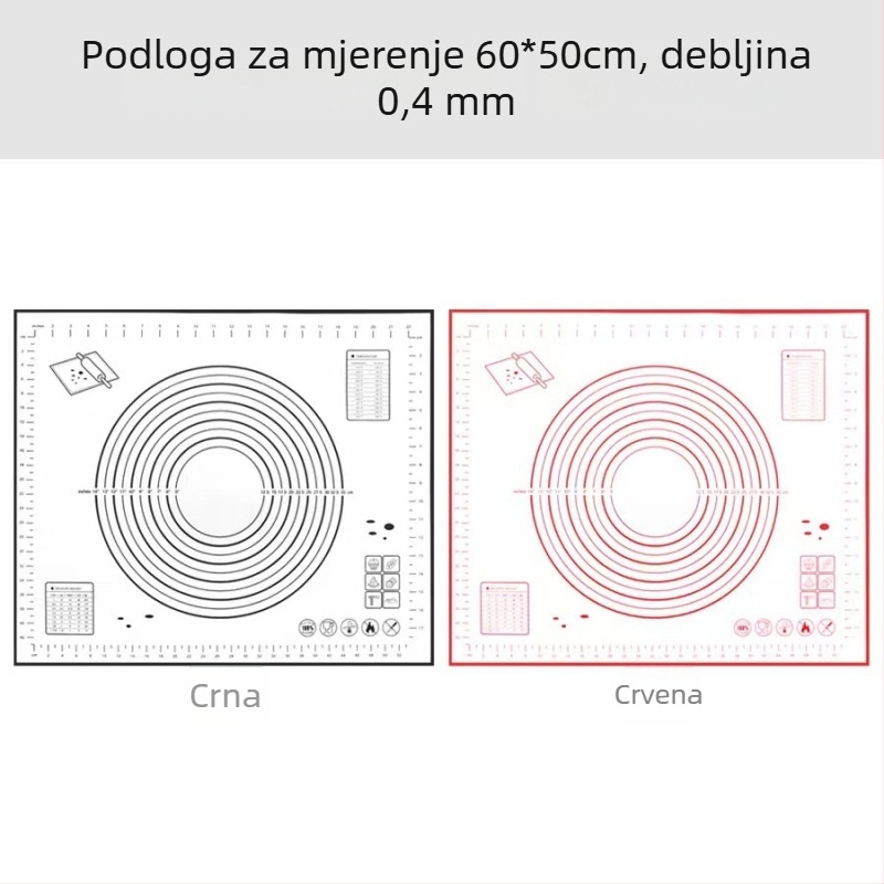 Velika silikonska podloga za mijesanje s mjernom skalom i daska za rezanje