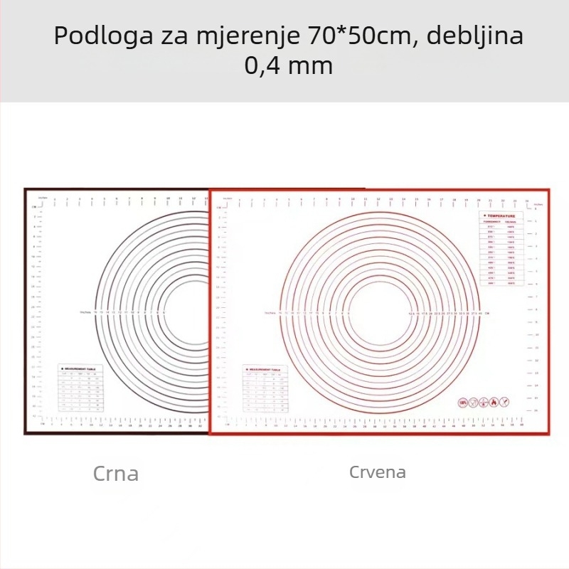 Velika silikonska podloga za mijesanje s mjernom skalom i daska za rezanje