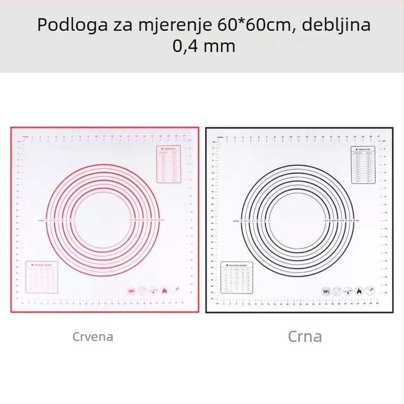 Velika silikonska podloga za mijesanje s mjernom skalom i daska za rezanje