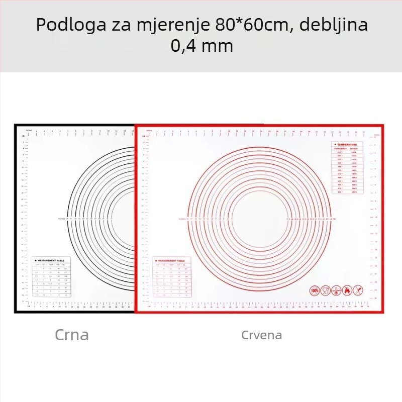 Velika silikonska podloga za mijesanje s mjernom skalom i daska za rezanje