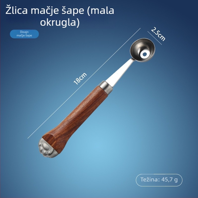 Alat za voće od nehrđajućeg čelika 304 s ručkom u obliku mačje šape – izdubljivanje voća, guljenje i zgnječenje krumpira