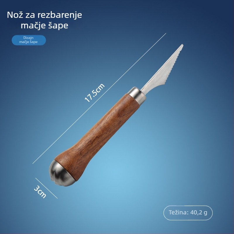 Alat za voće od nehrđajućeg čelika 304 s ručkom u obliku mačje šape – izdubljivanje voća, guljenje i zgnječenje krumpira