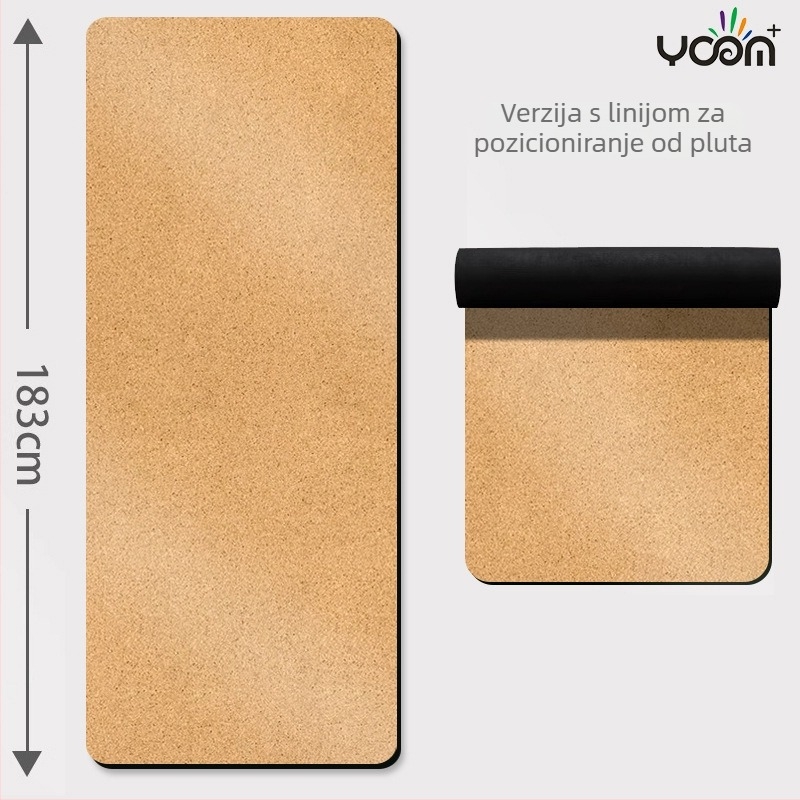 Prilagodljiva prostirka za jogu od pluta i kaučuka, široka 183 × 66 × 0,5 cm, za jogu i ples