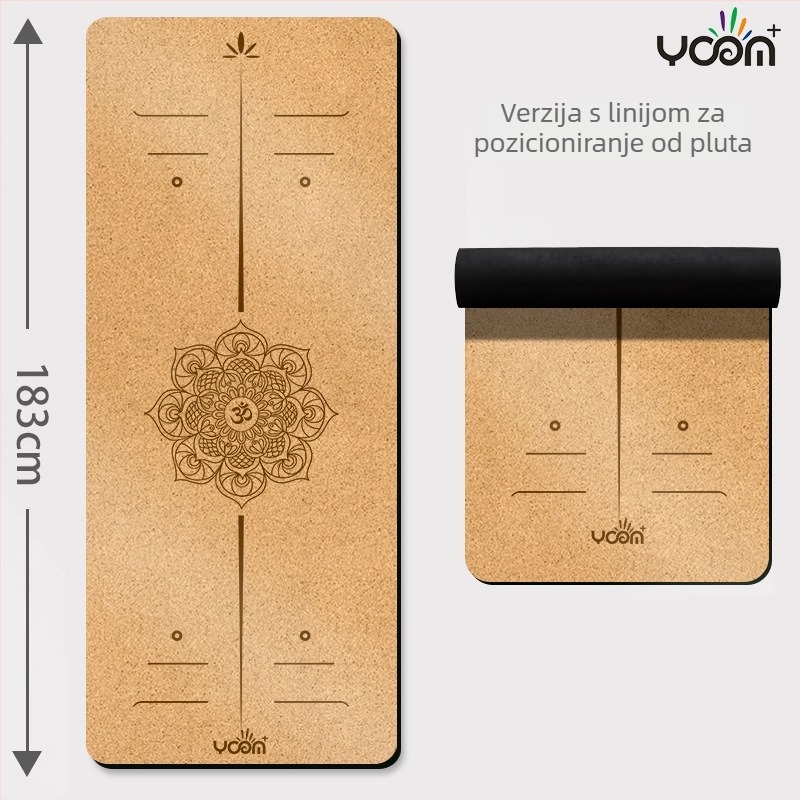 Prilagodljiva prostirka za jogu od pluta i kaučuka, široka 183 × 66 × 0,5 cm, za jogu i ples