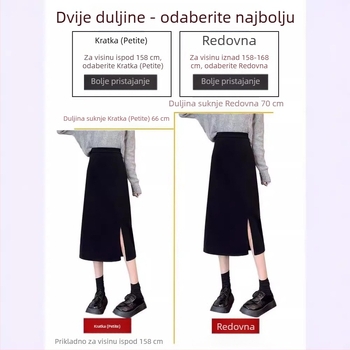 Ženska midi suknja s razrezom, visokim strukom, A-linija, vitka i svestrana
