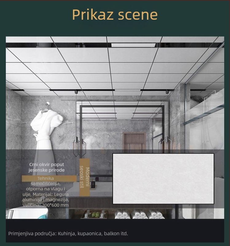 Aluminijski stropni panel lakiranim premazom 300x600 mm za kuhinju, kupaonu, dnevni boravak i balkon — montaža vlastitim rukama
