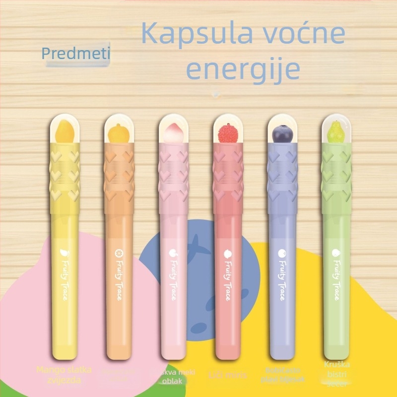 Set highlightera s mirisom voća, dvostruka glava, izbrisivi, nagnuti vrhovi, žive boje.