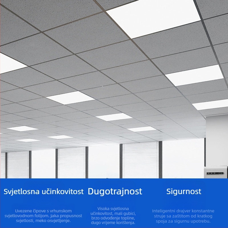Integrirani stropni LED panel 600x600, 60x60, ploča od gipskartona s mineralnom vunom