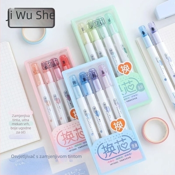 Collection Club fluorescencijsko pero s zamjenjivim refilima, izuzetno mekan vrh, zaštita očiju, pero za dnevnik, marker za isticanje za učenike, set od 4 komada