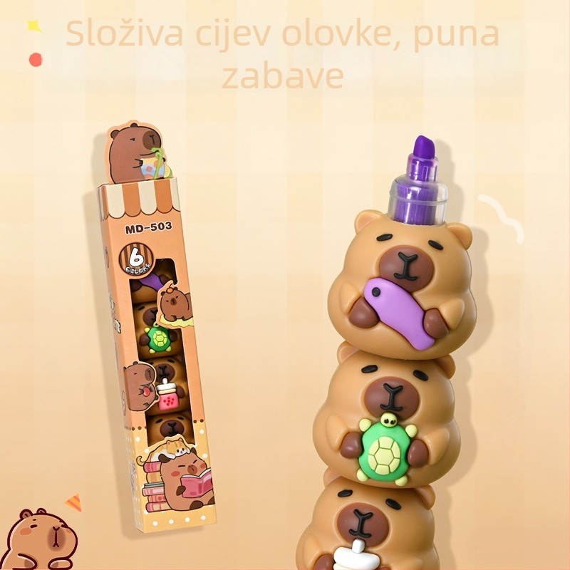 Zabavni 3D patchwork fluorescencijski markeri za dnevnik, slatke crtane boje, studentski označivači, markeri nježni prema očima (36 kom.)