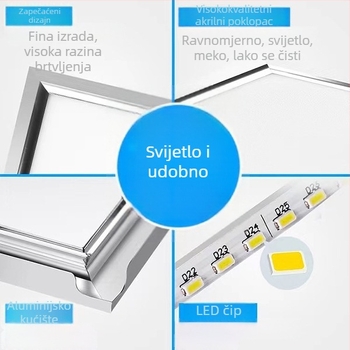 Integirani stropni panel od aluminijske legure, ultra-tanki ravni panel s bočnim zračenjem svjetla, ugrađeni visok intenzitet svjetla za kuhinju i kupaonu