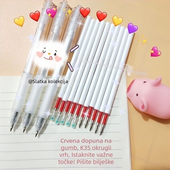 Crveni refill za pero 0,5 mm s kugličnim vrhom, pritisni tip, glatko pisanje, brzo sušenje, uredska uporaba