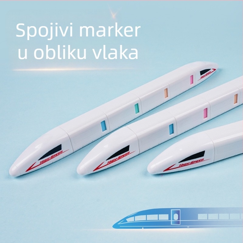 Obojeni označivač u obliku brzog vlaka za djecu – crtanje i bilježenje u dnevniku