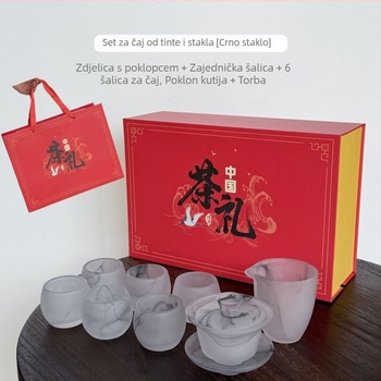 Premium stakleni čajni set s kristalnim šalicama za kućnu upotrebu, otporan na visoke temperature, Gongfu čajni set, komplet u darovnoj kutiji