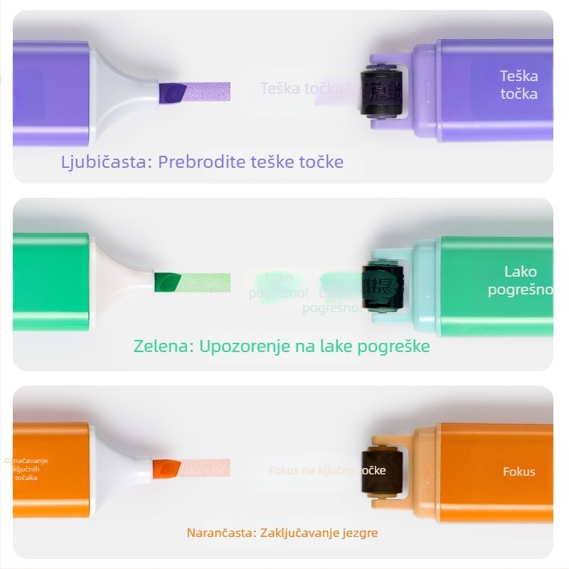 Četiri dvostrano završna markera za učenike osnovne škole, netoksični, šareni