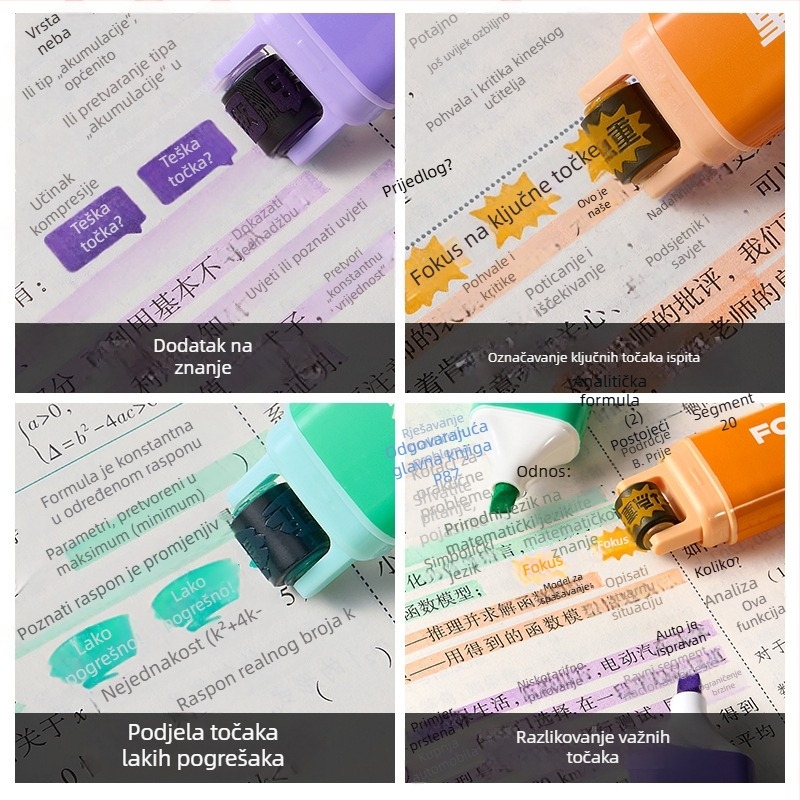 Četiri dvostrano završna markera za učenike osnovne škole, netoksični, šareni