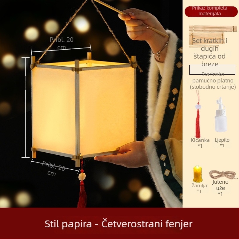 DIY komplet materijala za tradicionalne fenjere s mortise i tenon spojevima – četvrtasti fenjer za djecu i učenike