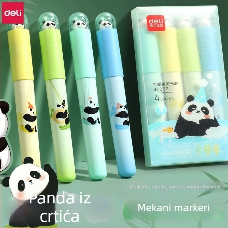 Deli SK233 Panda set marker za isticanje – šareni i slatki za učenice, dnevnik i bilješke