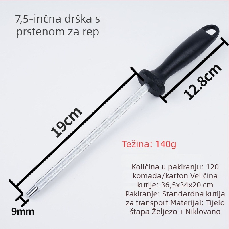 Ručna šipka za oštrenje visoke tvrdoće s krajem u obliku prstena, profesionalni dijamantno abrazivni alat za oštrenje noževa, prijenosni alat