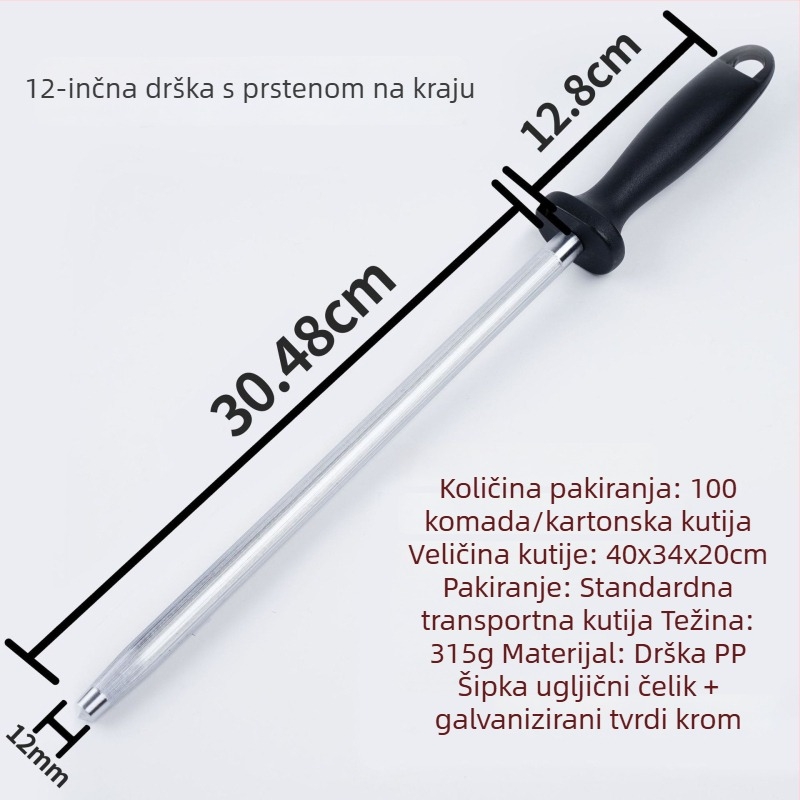 Ručna šipka za oštrenje visoke tvrdoće s krajem u obliku prstena, profesionalni dijamantno abrazivni alat za oštrenje noževa, prijenosni alat