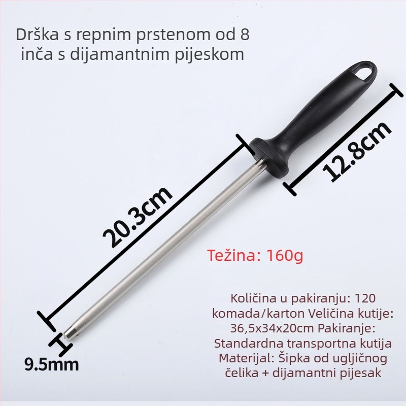 Ručna šipka za oštrenje visoke tvrdoće s krajem u obliku prstena, profesionalni dijamantno abrazivni alat za oštrenje noževa, prijenosni alat