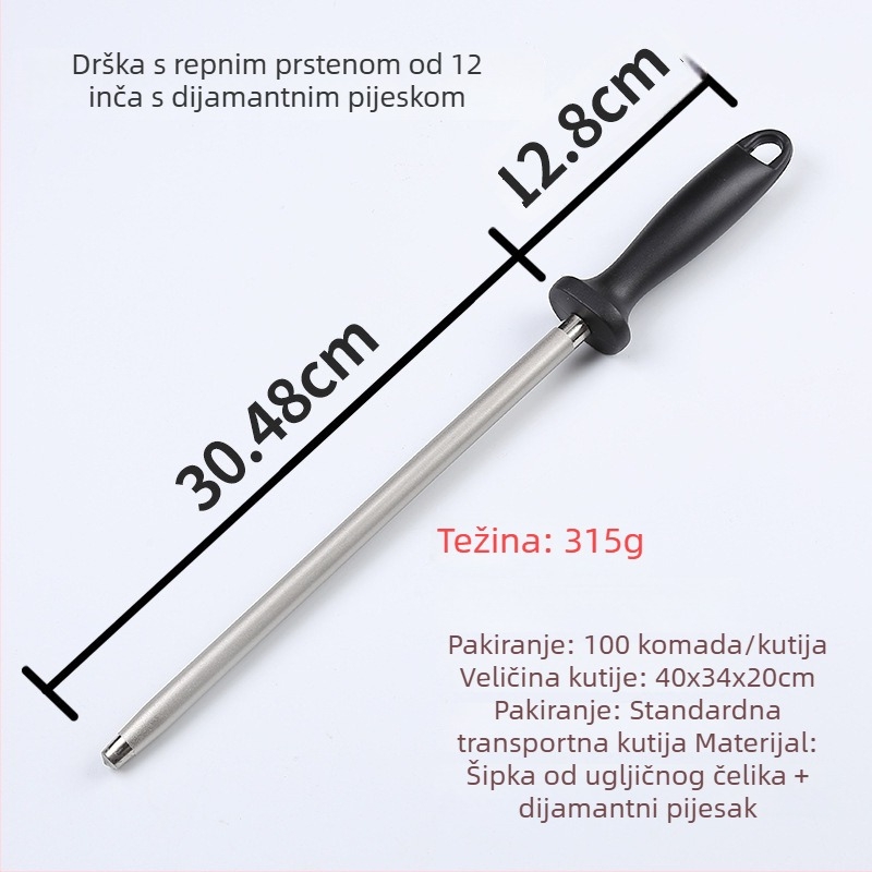 Ručna šipka za oštrenje visoke tvrdoće s krajem u obliku prstena, profesionalni dijamantno abrazivni alat za oštrenje noževa, prijenosni alat