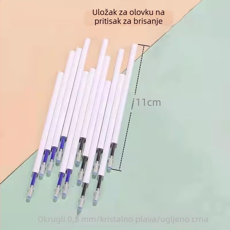 Nadomjestak za pero s tipkom za brisanje, kristalno plava, toplinski osjetljiva, 0.5 mm kuglična vrh, ugljeno crna, čarobno brisanje, neutralno
