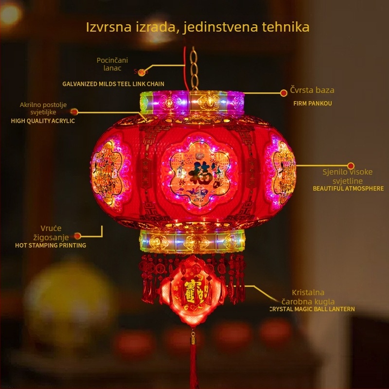 2025 nove rotirajuće fenjere za ulaz – par šarenih fenjera sa znakovima sreće za proljetni festival, balkon ili vjenčanje