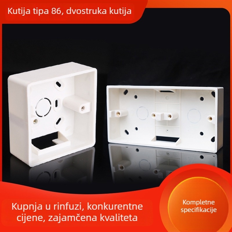 PVC plastična otvorena kutija za kablove za prekidač i utičnicu, površinski montirana dvostruka kutija s kabelskim kanalom