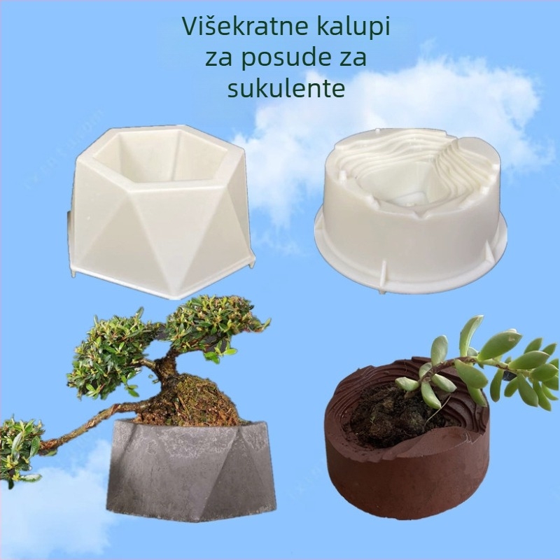 Kalup za tegle za sukulente — plastične cementne tegle, DIY bonsai i zelene biljke