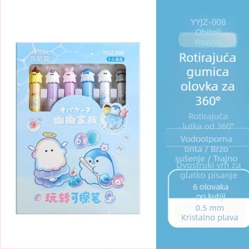 Painik YYJZ-008 Izbrisivo kemijsko olovak s rotirajućom uloškom, vodootporno, brzo suši, otporno na svjetlo, kristalno plavo, 0.5 mm