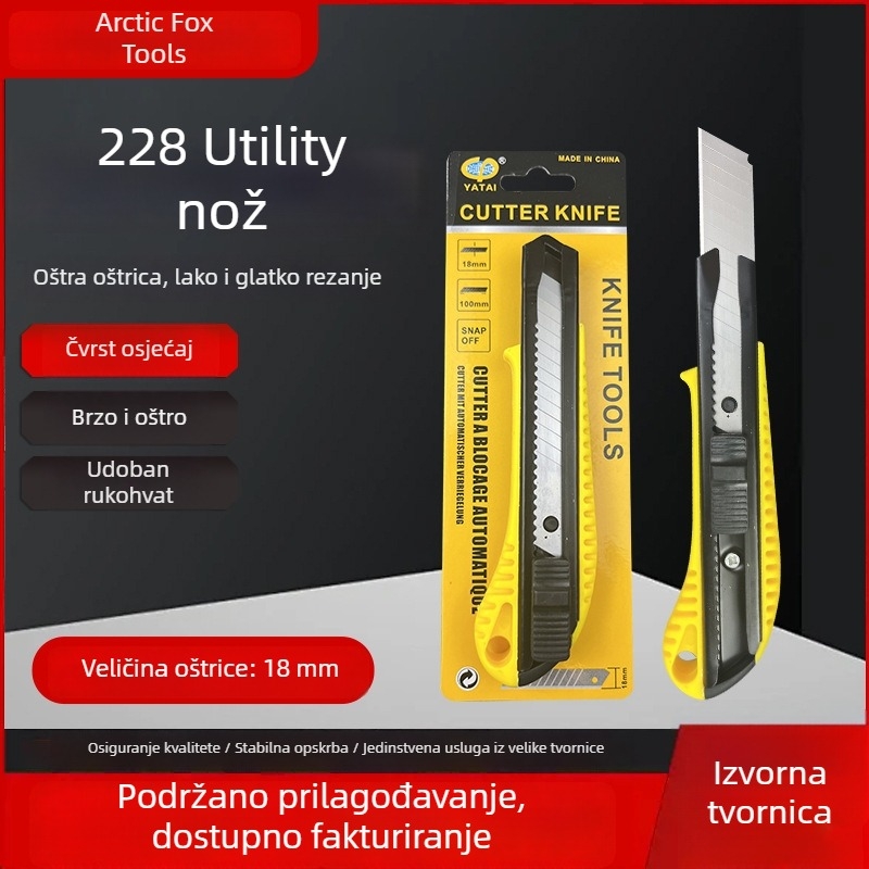 Nož za tapete s finim zubom, velik, protuklizni, crna oštrica – precizan alat