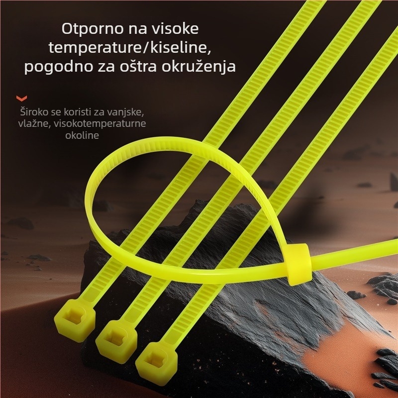Samozaključavajući najlonski kaiš za zatvaranje medicinskog otpada sa žutom naljepnicom