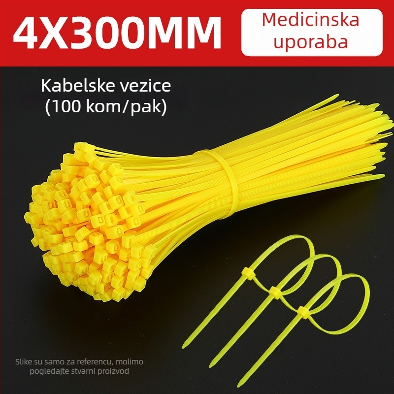 Samozaključavajući najlonski kaiš za zatvaranje medicinskog otpada sa žutom naljepnicom