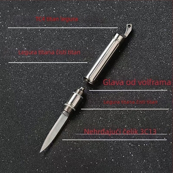 Titanski legirani višenamjenski nož, mini otvarač za pisma, glava od wolfram čelika, otvarač boca, razbijanje prozora, vanjska samozaštita
